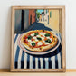 Pizza Napoletana – Italian Café on the Corner, Pizza Wall Print, no-text version framed in wood