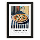 Pizza Napoletana – Italian Café on the Corner, Pizza Wall Print, in sleek black frame