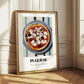 Pugliese – on Striped Tablecloth, Pizza Still Life
