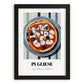 Pugliese – on Striped Tablecloth, Pizza Still Life, in sleek black frame