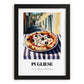 Pizza Pugliese – Italian Outdoor Café Scene, Pizza Print, in sleek black frame