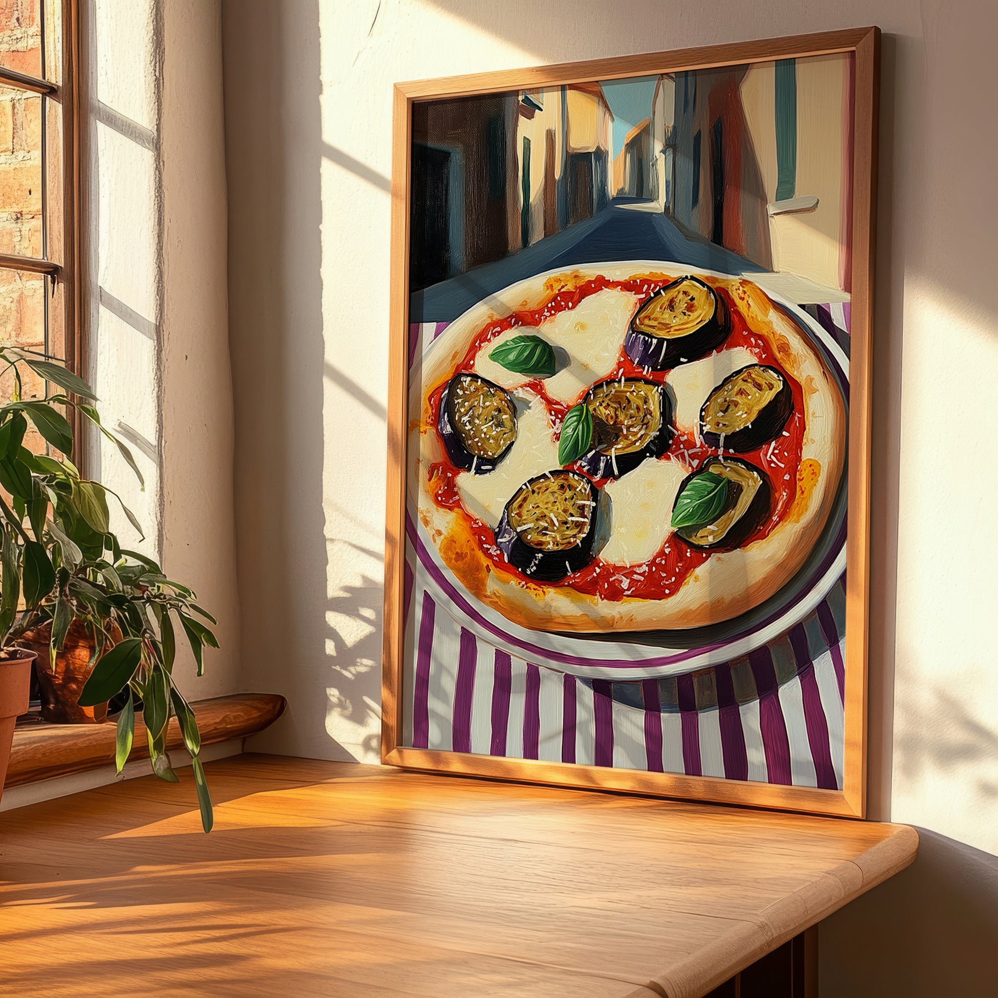 Pizza Parmigiana – Italian Café on the Corner, Pizza Painting, clean layout with no caption