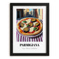 Pizza Parmigiana – Italian Café on the Corner, Pizza Painting, in sleek black frame