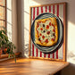 Focaccia – on Striped Tablecloth, Pizza Painting, clean layout with no caption