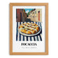 Pizza Focaccia – Italian Street Café Scene, Pizza Illustration, set in oak frame