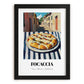 Pizza Focaccia – Italian Street Café Scene, Pizza Illustration, in sleek black frame