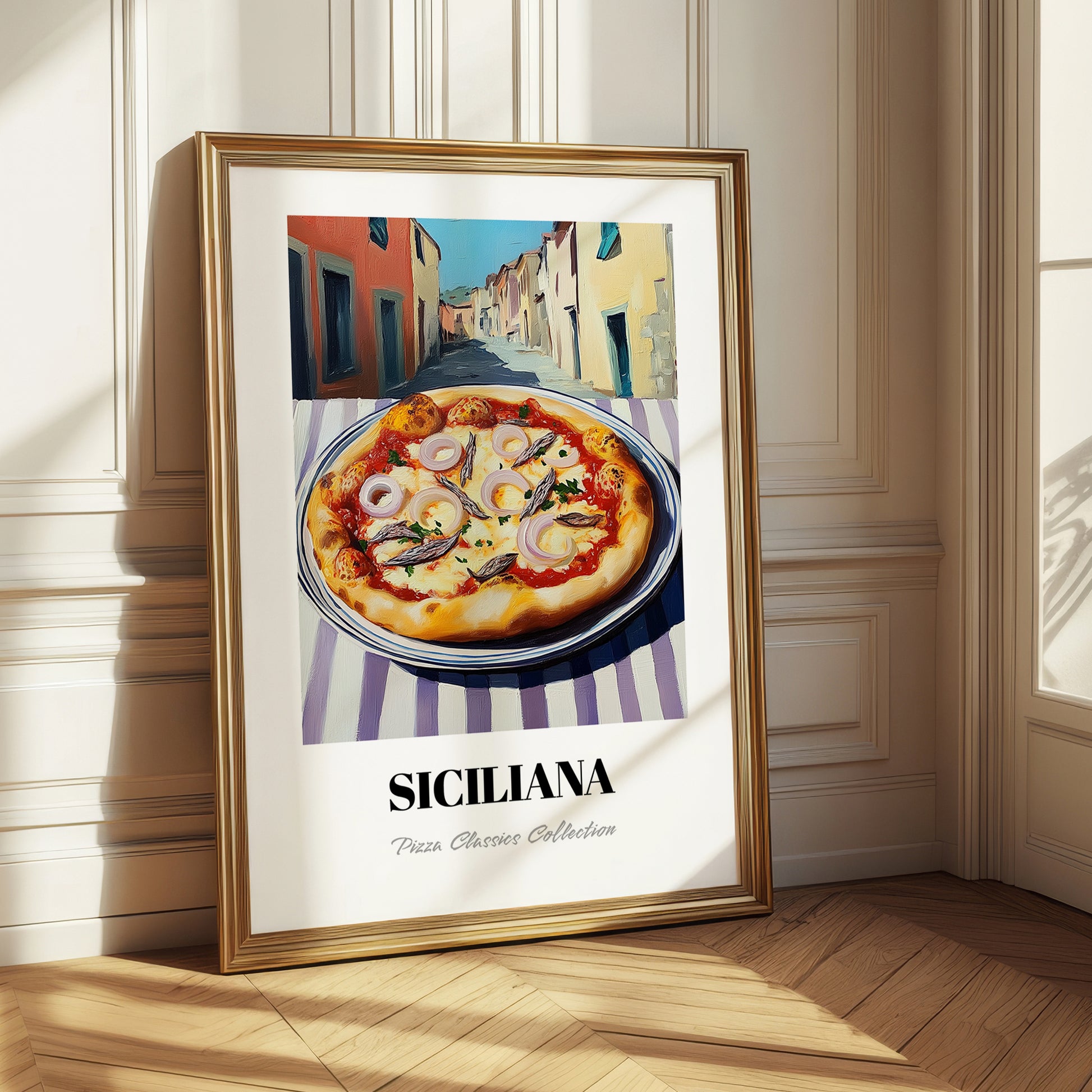 Pizza Siciliana – Italian Street Café Scene, Pizza Painting