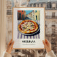 Pizza Siciliana – Italian Street Café Scene, Pizza Painting, styled in a charming Paris street view