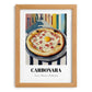 Pizza Carbonara – Italian Urban Café Scene, Pizza Illustration, set in oak frame