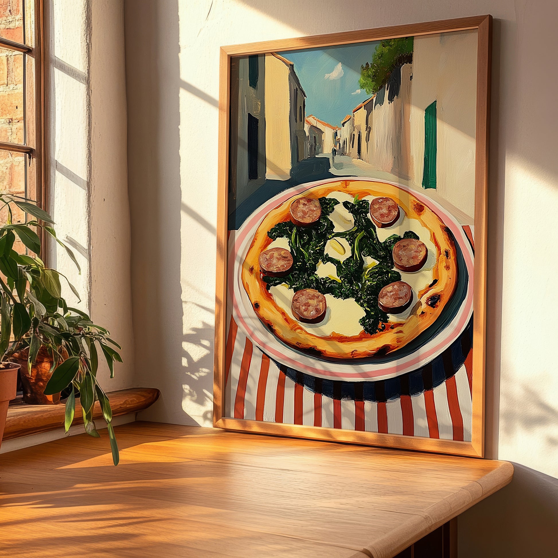 Pizza Salsiccia E Friarielli – Italian Café on the Corner, Pizza Print, clean layout with no caption