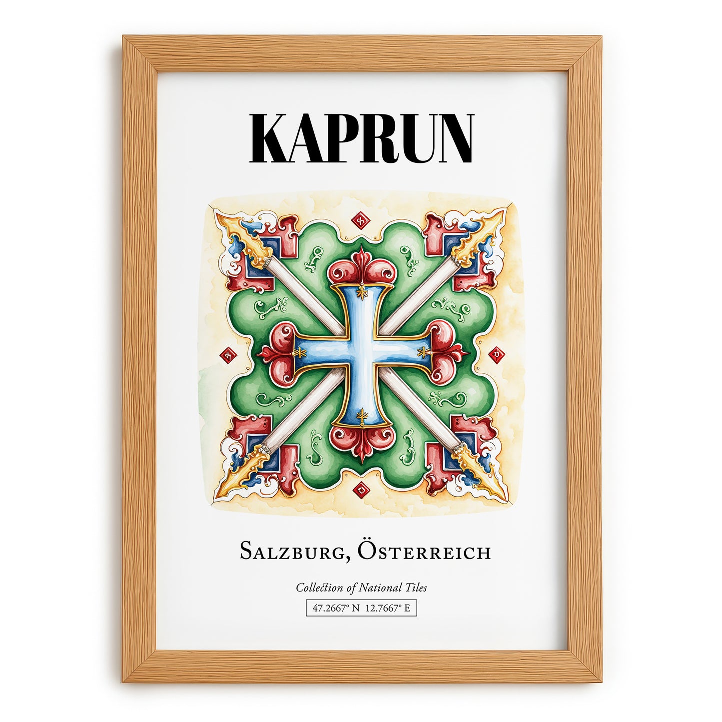 Kaprun, Austria – Travel Wall Art, set in oak frame