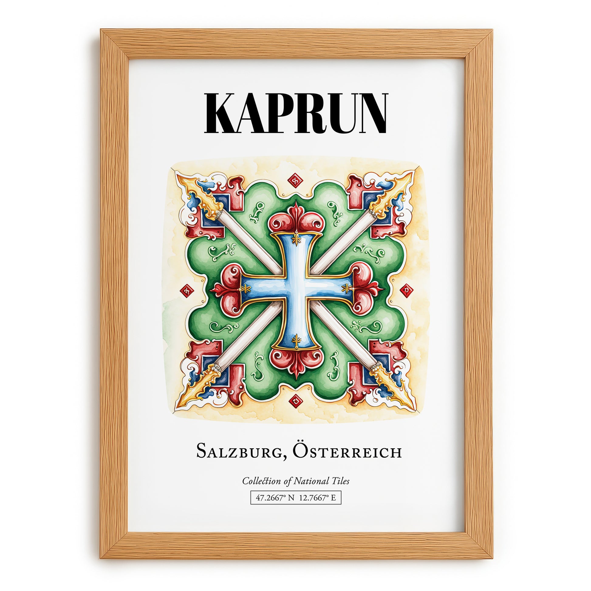 Kaprun, Austria – Travel Wall Art, set in oak frame
