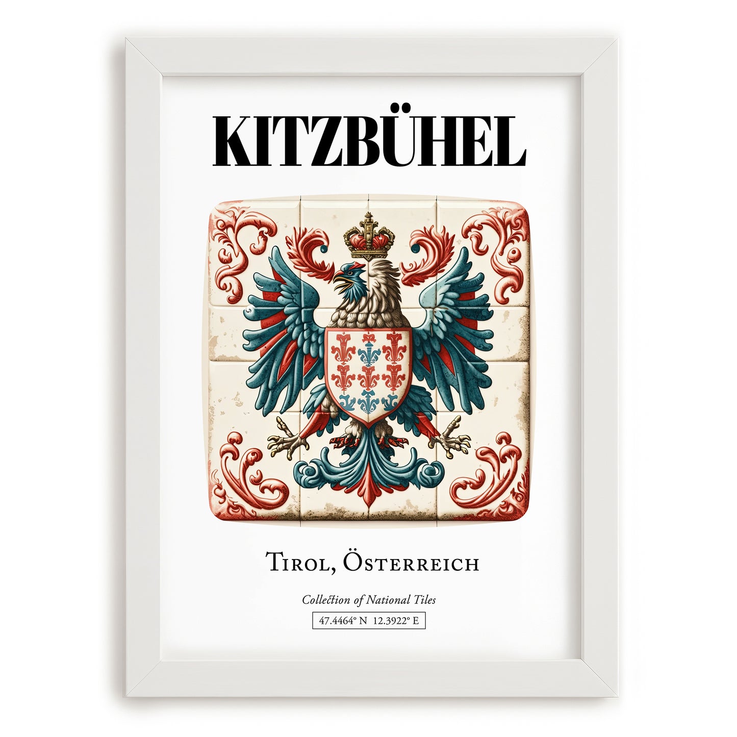 Kitzbühel, Austria – Travel Print, placed in minimal white frame