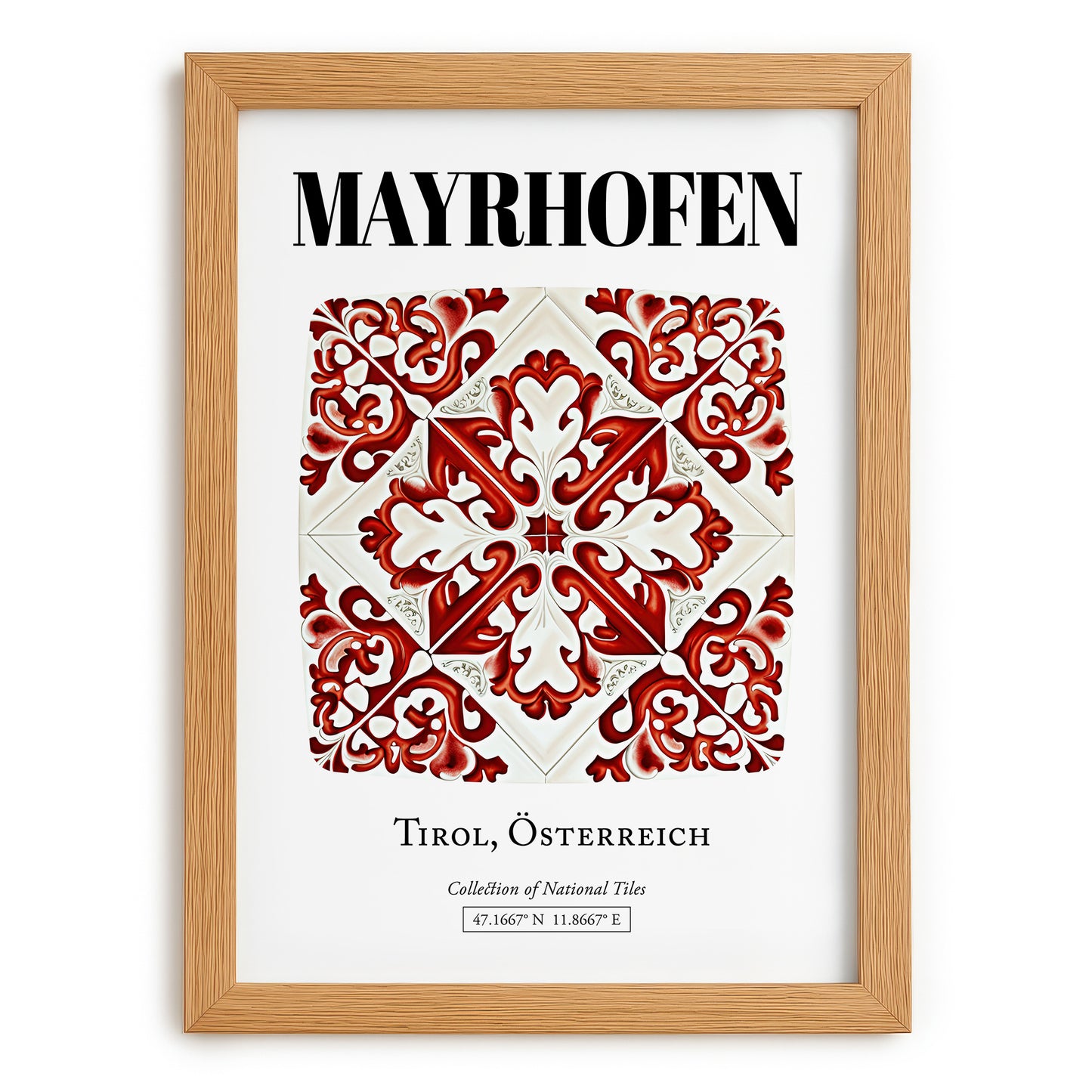 Mayrhofen, Austria – Cultural Heritage Wall Art, set in oak frame