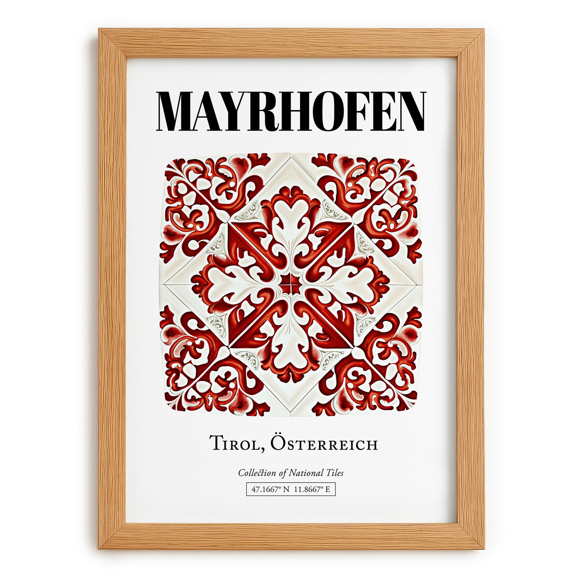 Mayrhofen, Austria – Cultural Heritage Wall Art, set in oak frame