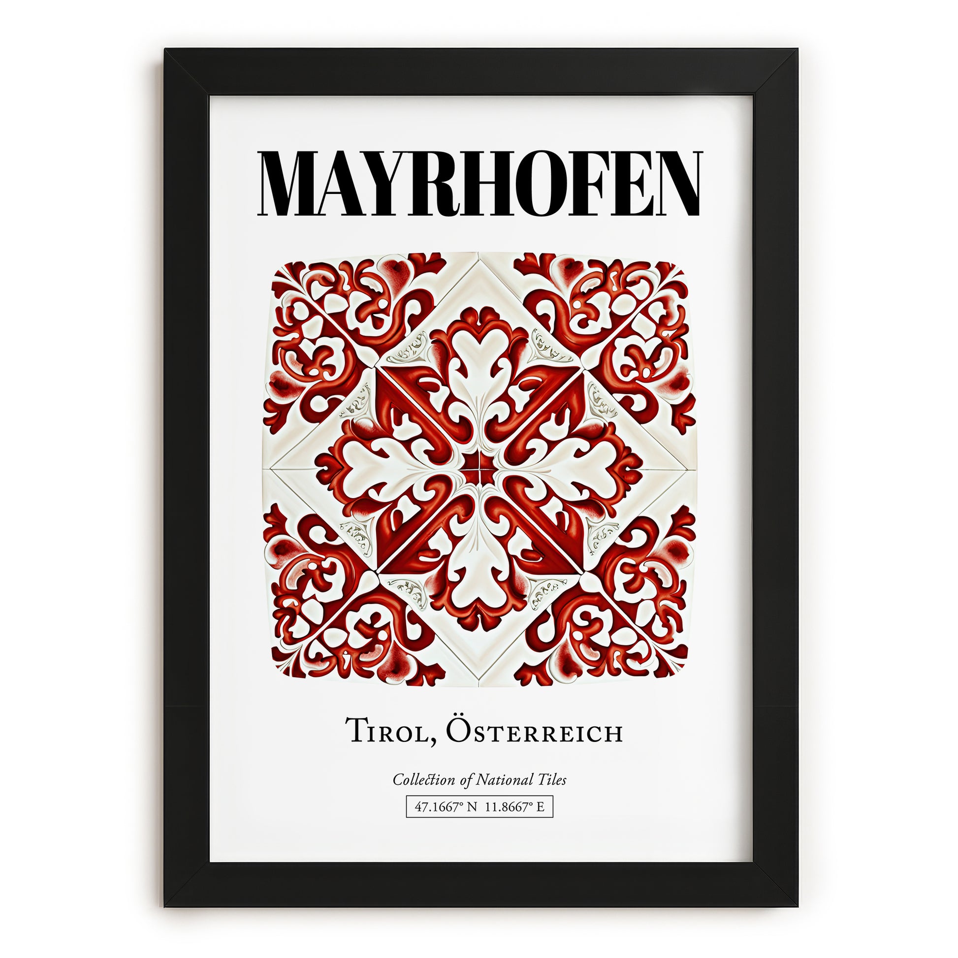 Mayrhofen, Austria – Cultural Heritage Wall Art, in sleek black frame