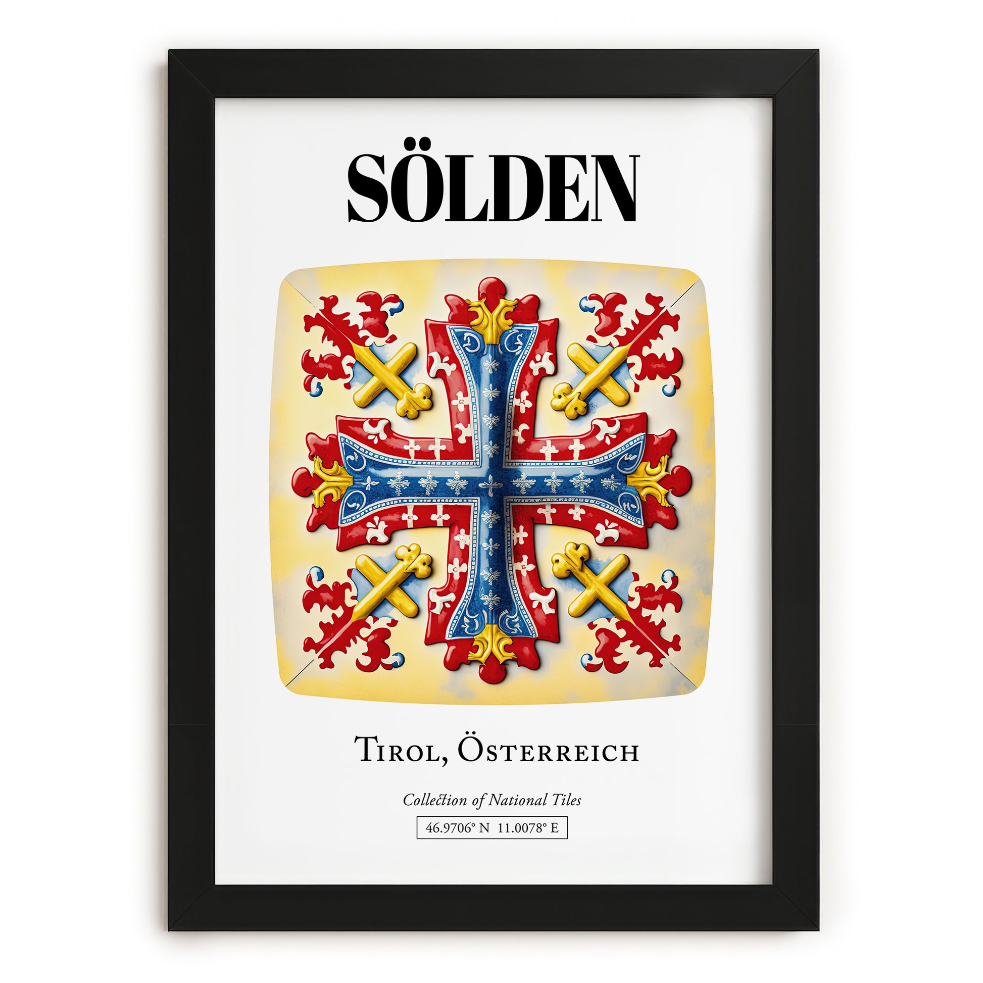 Sölden, Austria – Tourist Destination Poster, in sleek black frame