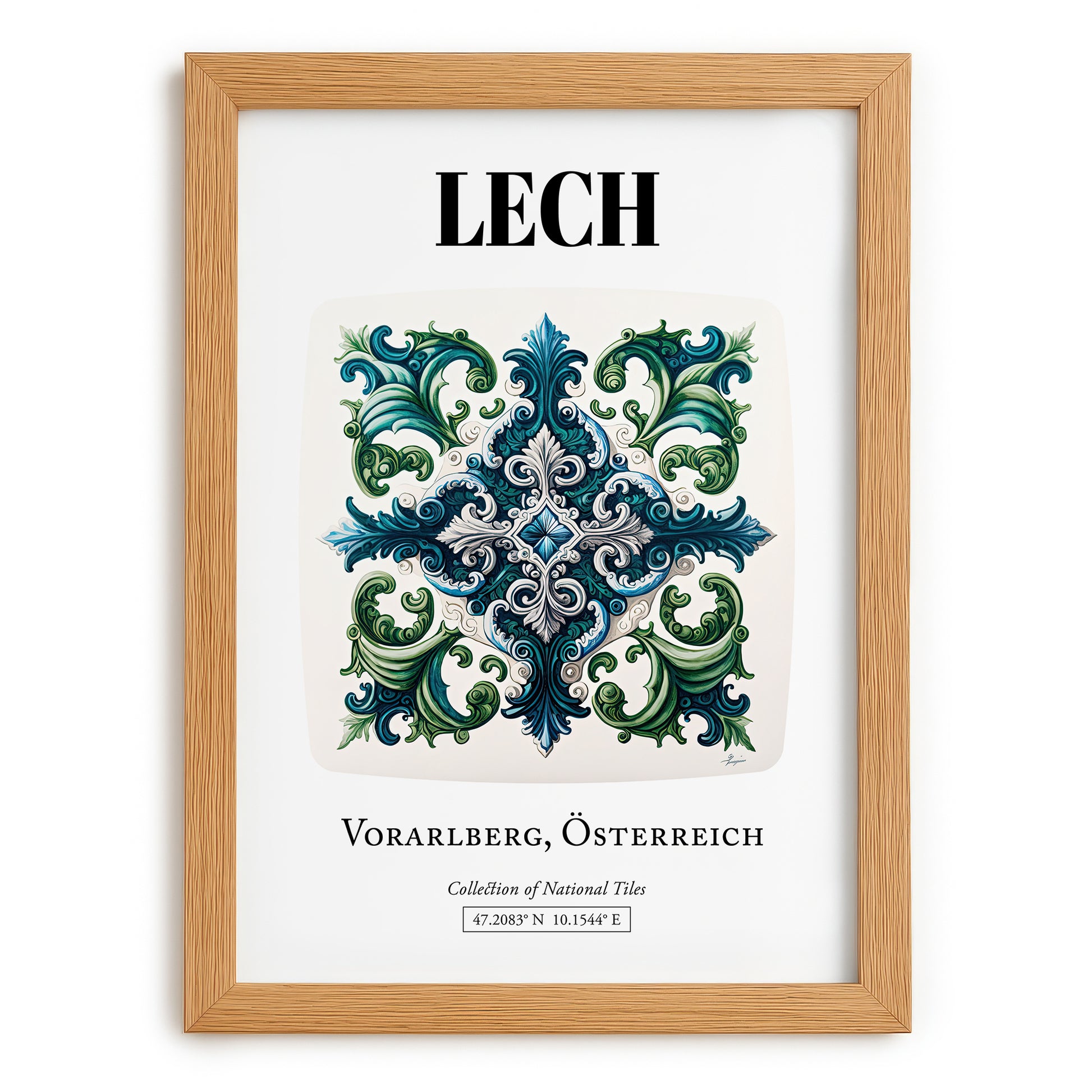 Lech, Austria – Travel Poster, set in oak frame