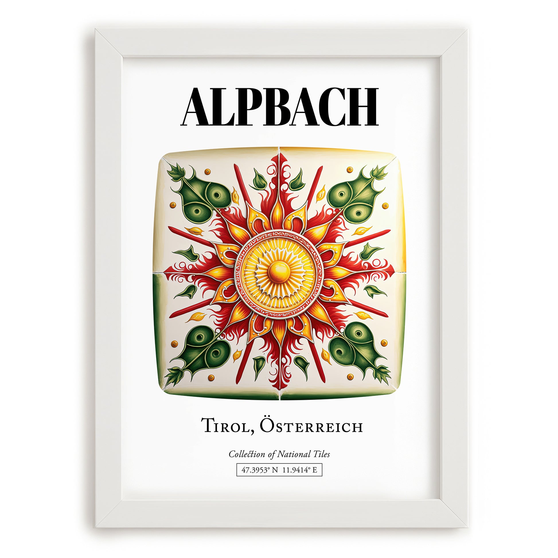 Alpbach, Austria – Travel Poster, placed in minimal white frame