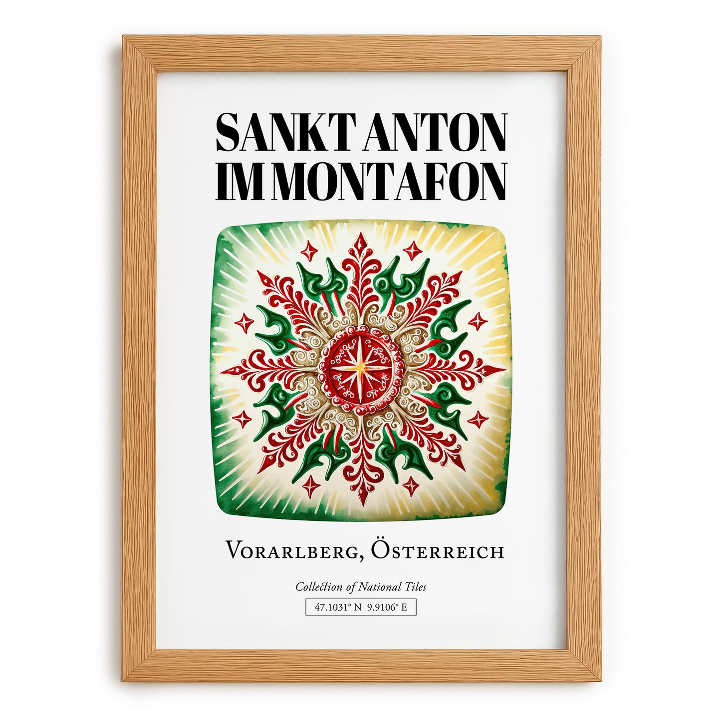 Sankt Anton Im Montafon, Austria – World Travel Art, set in oak frame