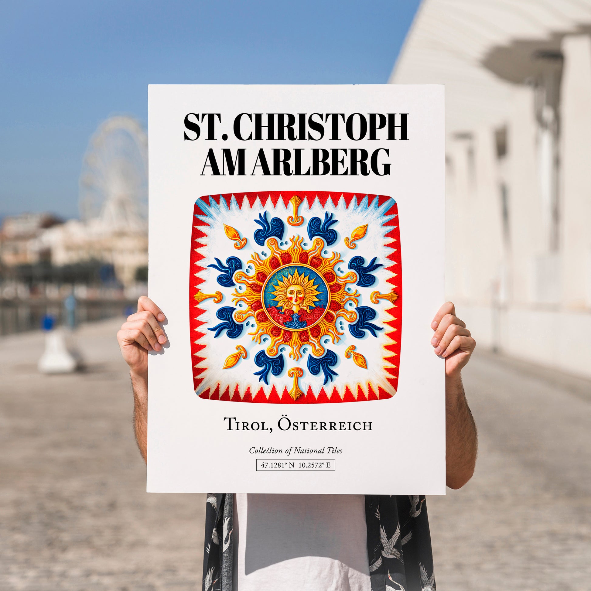 St. Christoph Am Arlberg, Austria – Architectural Travel Art, no-text version framed in wood