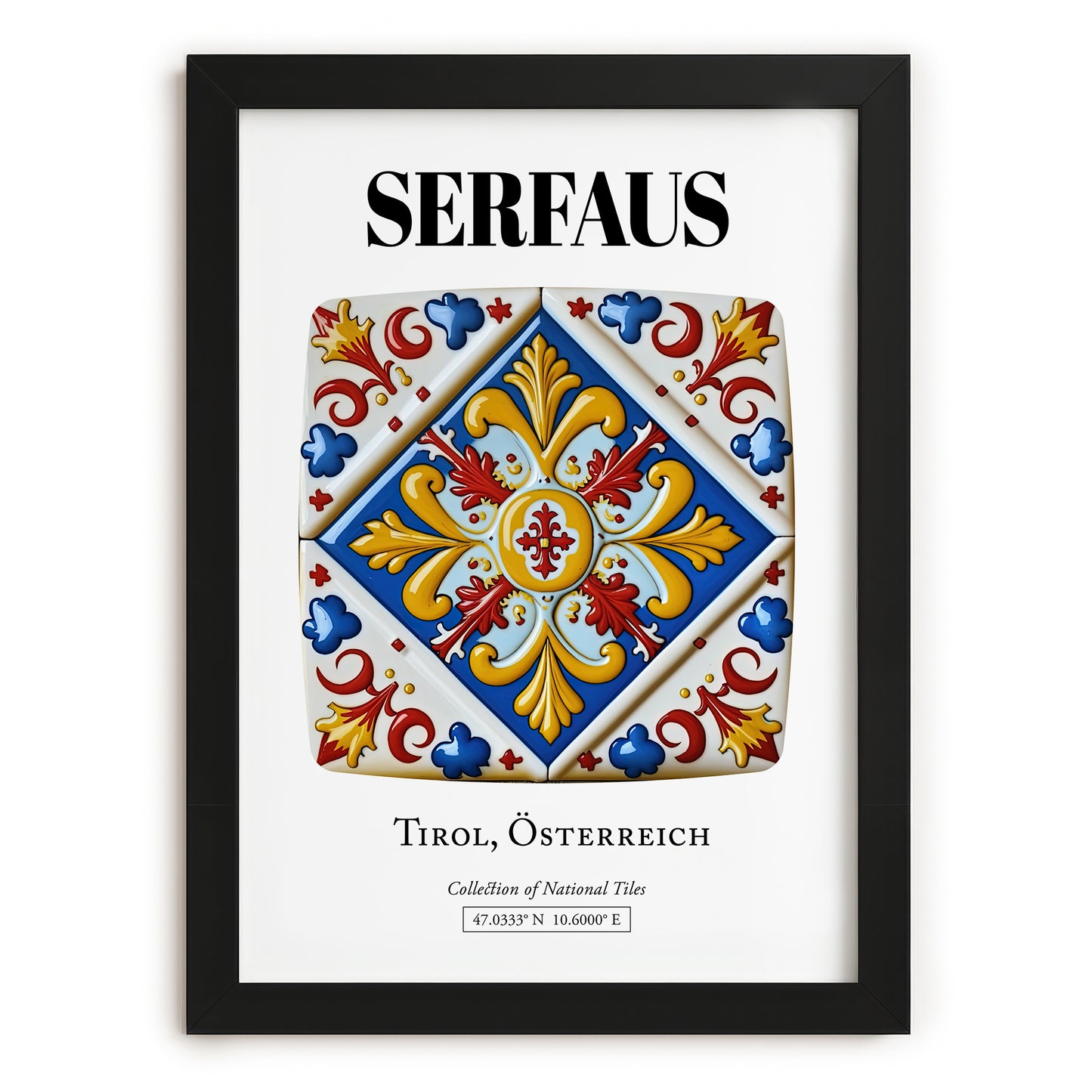 Serfaus, Austria – Global Cities Wall Print, in sleek black frame