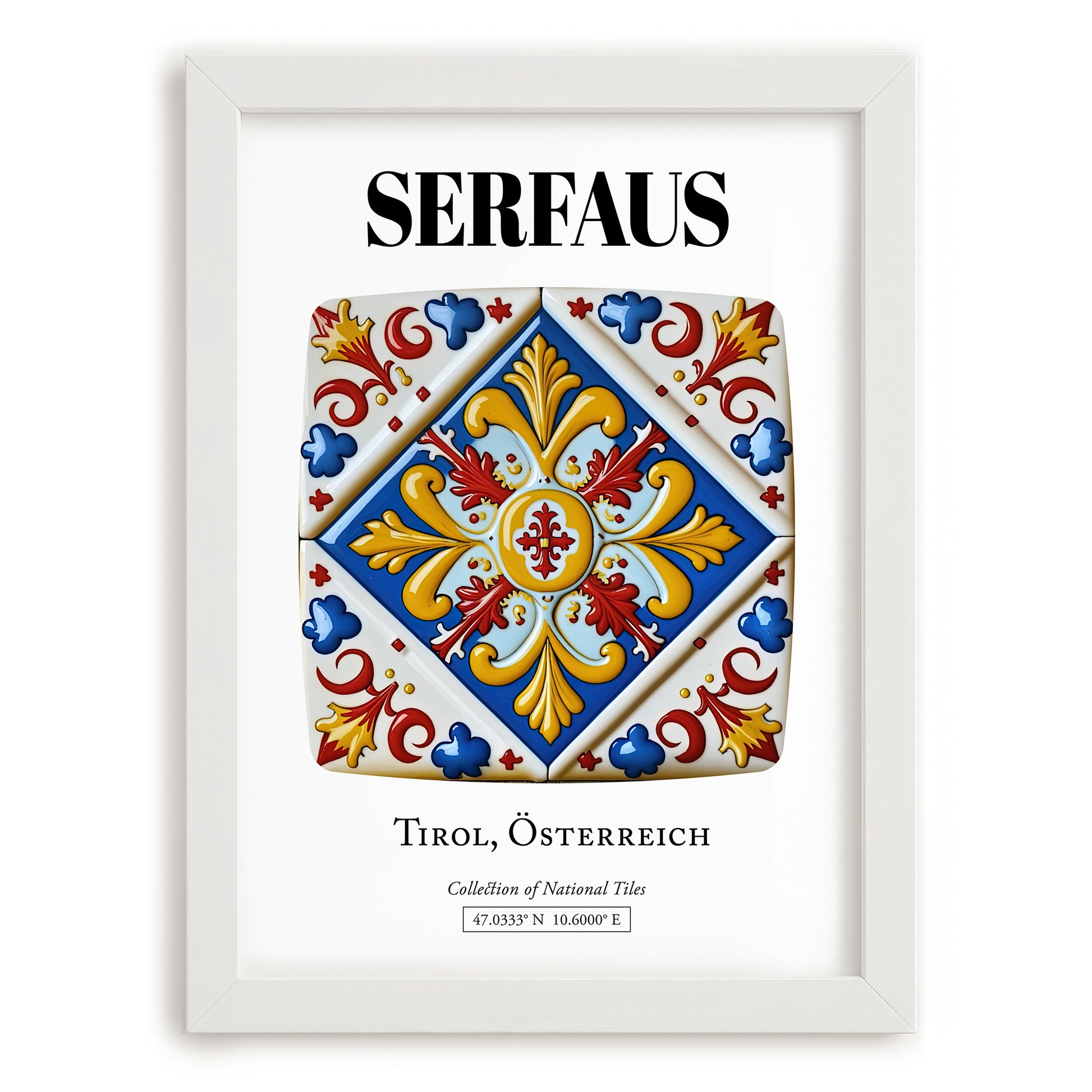 Serfaus, Austria – Global Cities Wall Print, placed in minimal white frame
