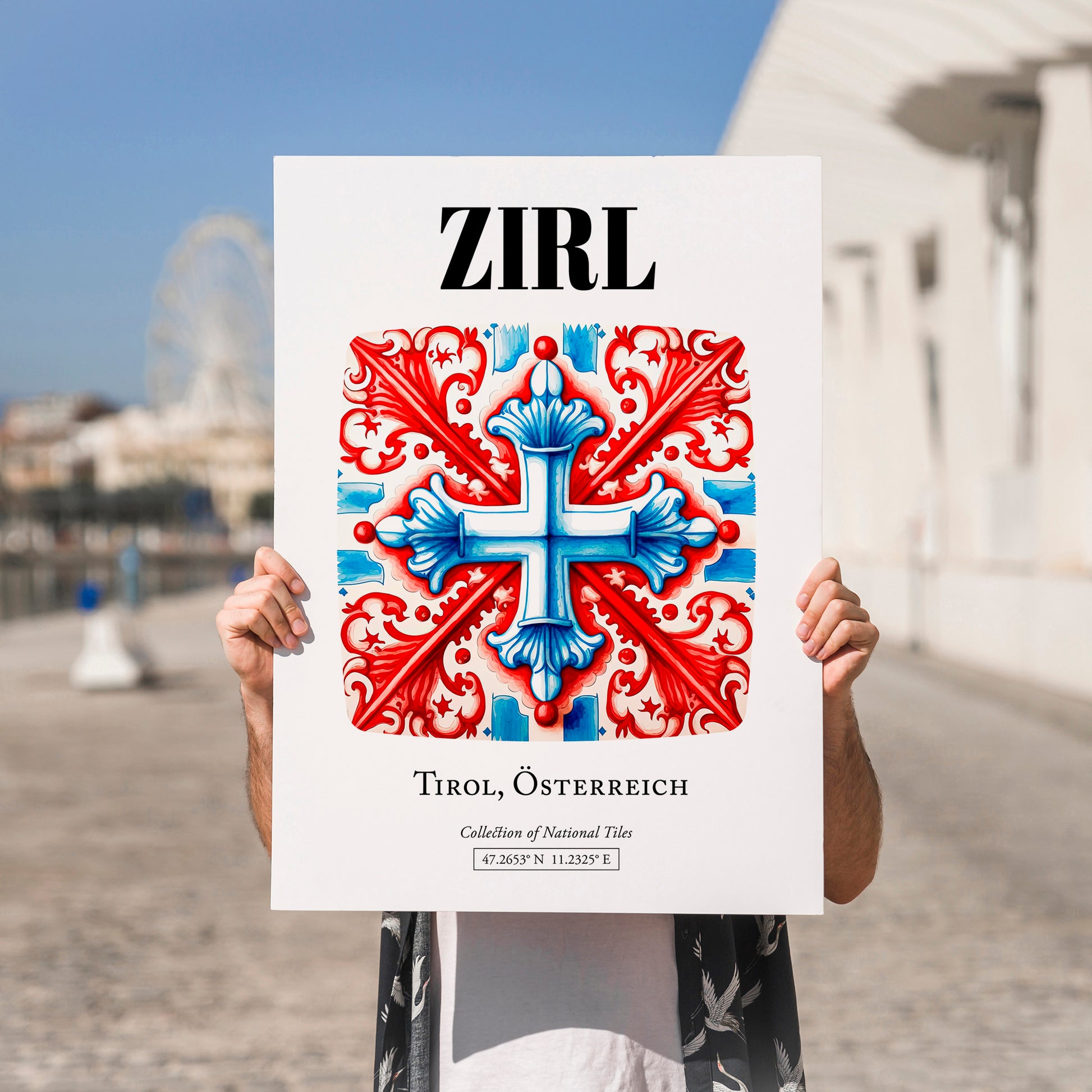 Zirl, Austria – Travel Poster, no-text version framed in wood