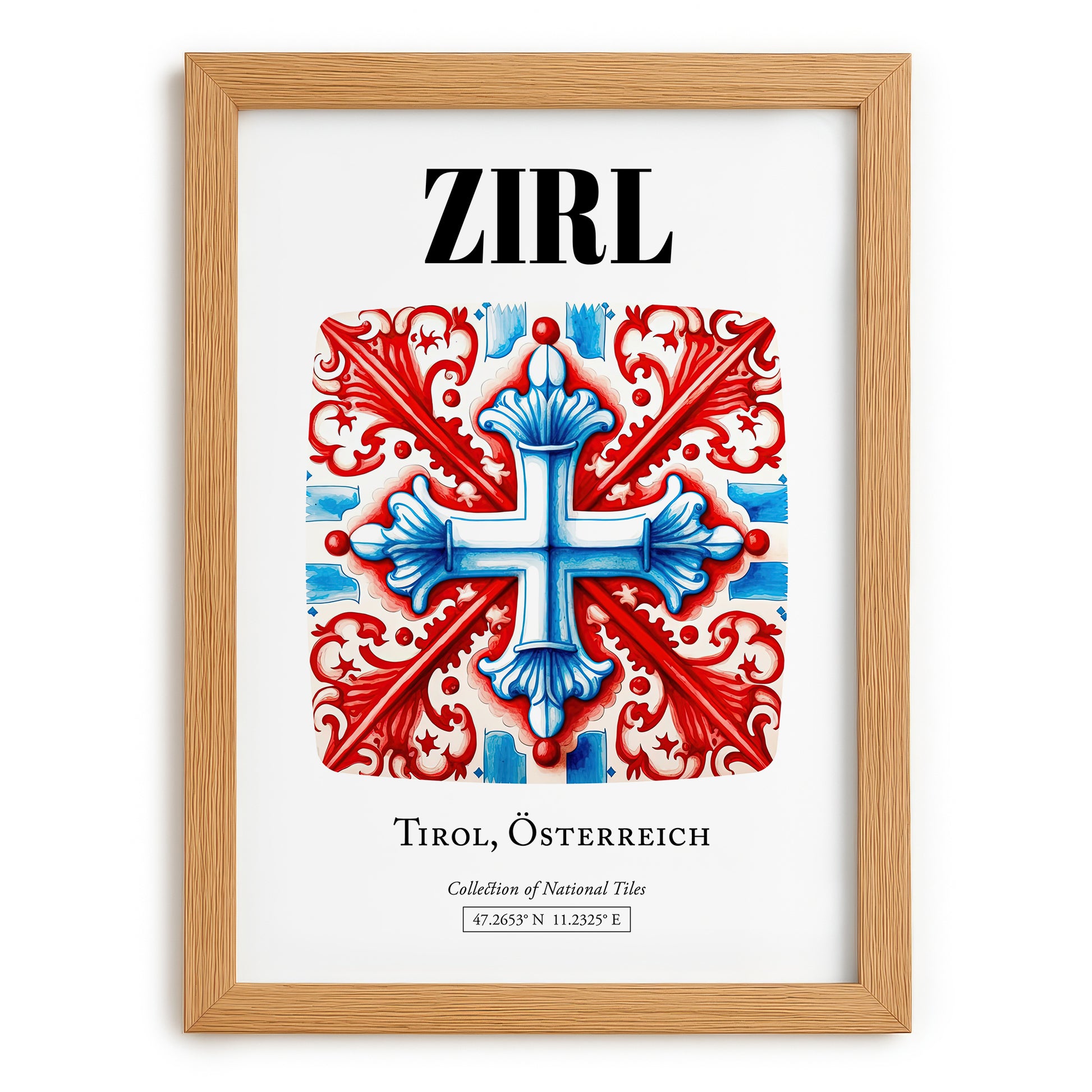 Zirl, Austria – Travel Poster, set in oak frame