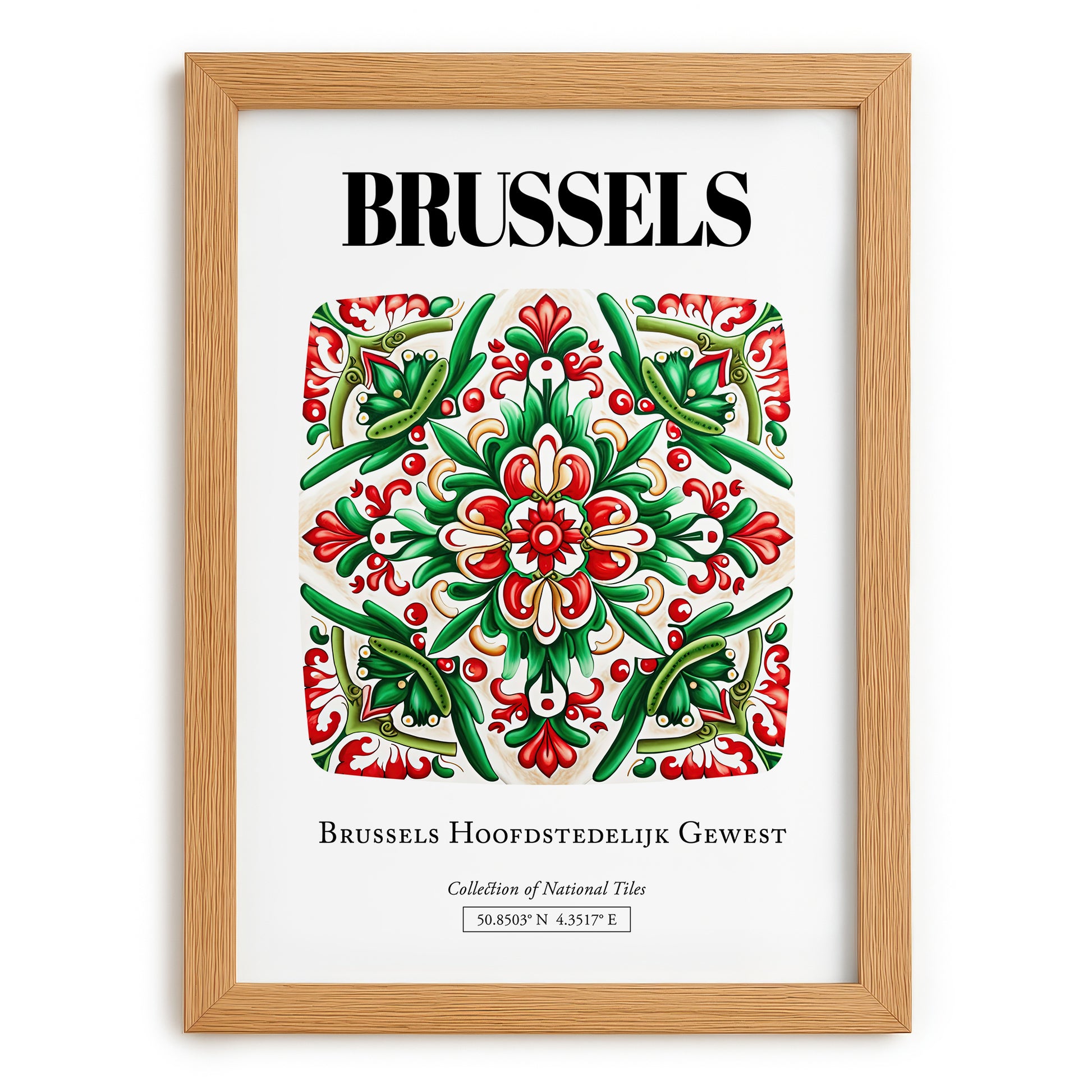 Brussels, België – Travel Wall Art, set in oak frame