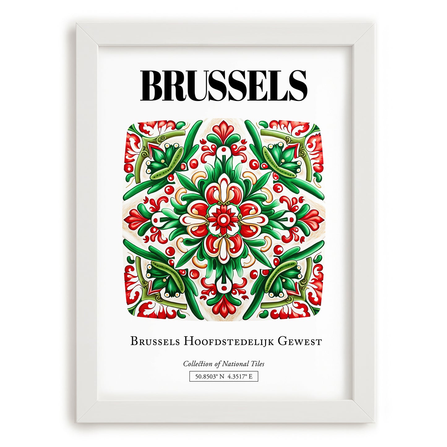 Brussels, België – Travel Wall Art, placed in minimal white frame