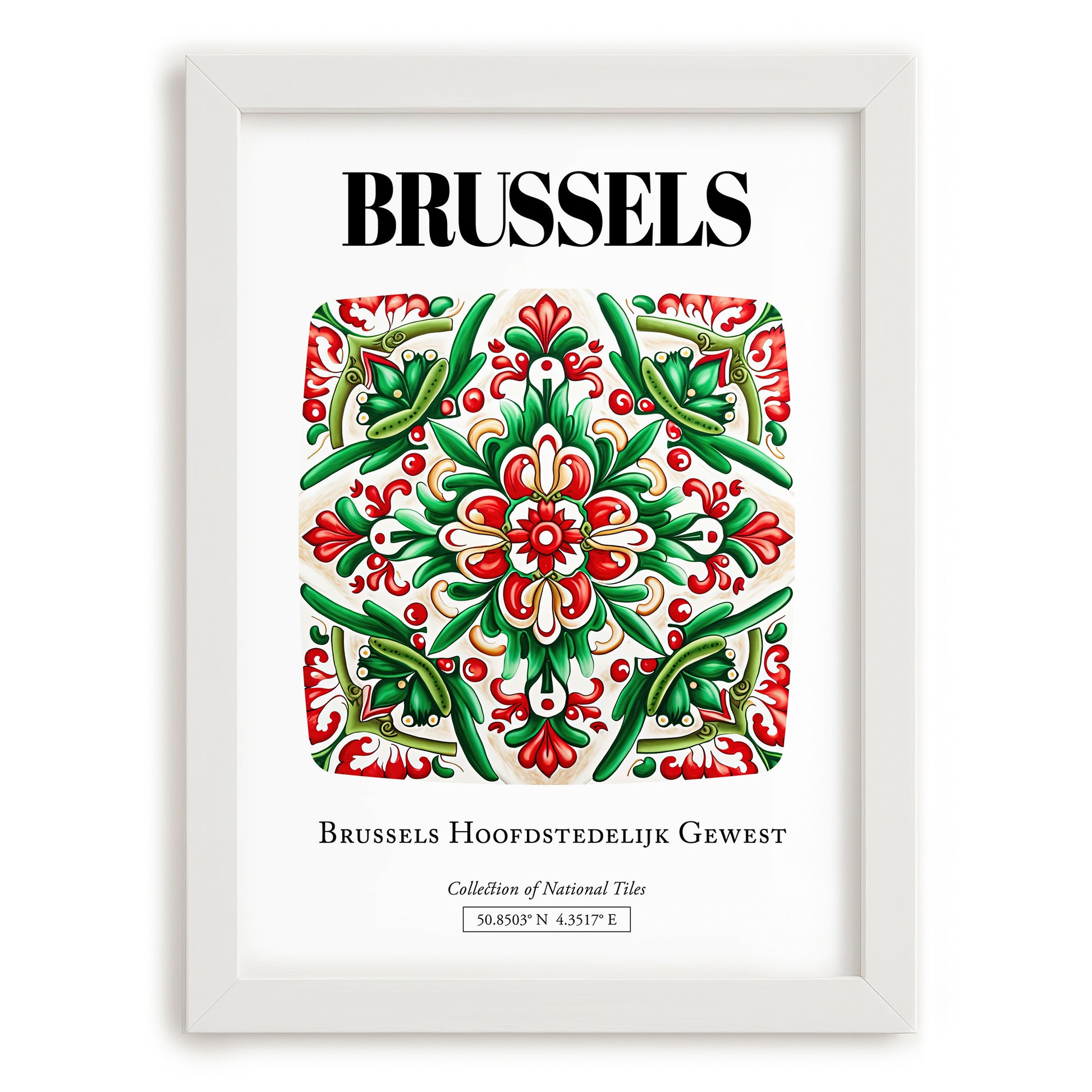 Brussels, België – Travel Wall Art, placed in minimal white frame