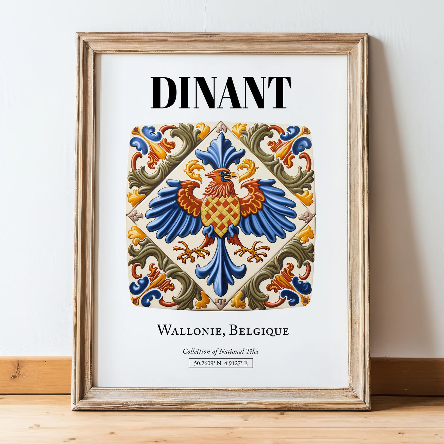 Dinant, Belgium – Travel Wall Art, in wooden frame leaning on the floor