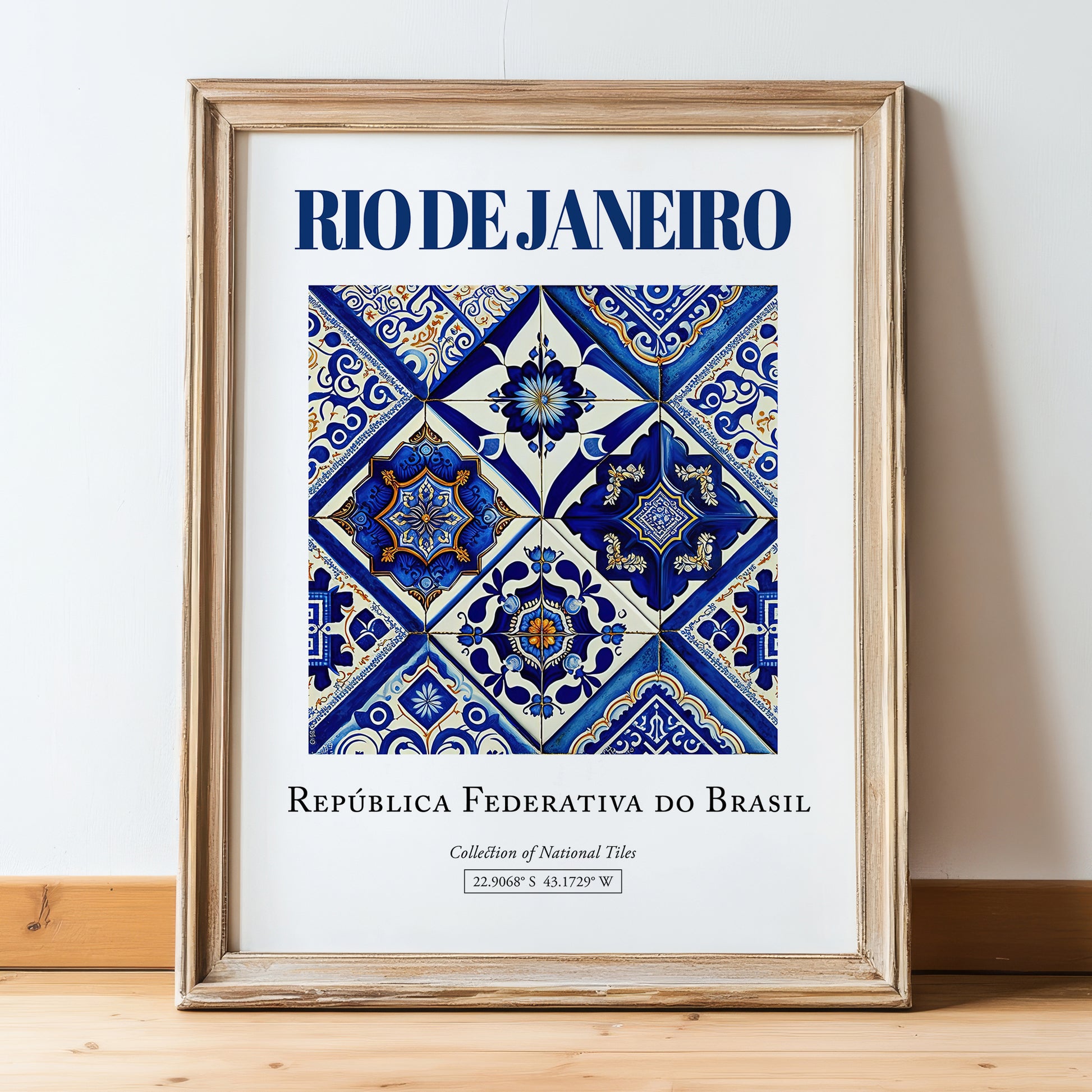 Rio de Janeiro, Brasil – Travel Wall Art, in wooden frame leaning on the floor