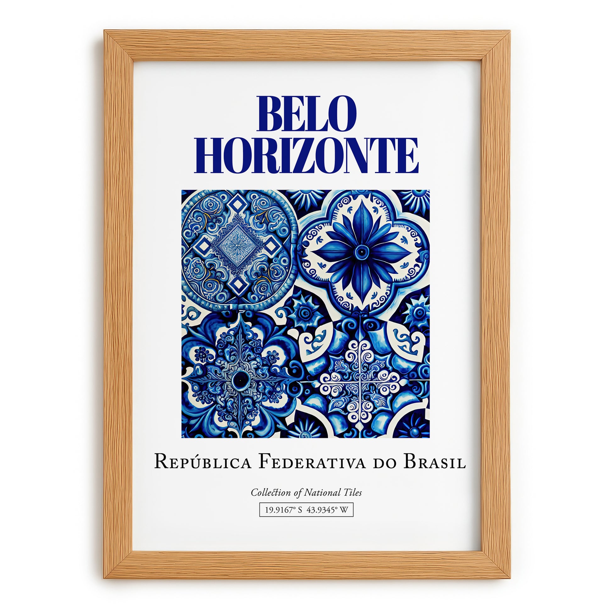 Belo Horizonte, Brasil – Travel Wall Decor, set in oak frame