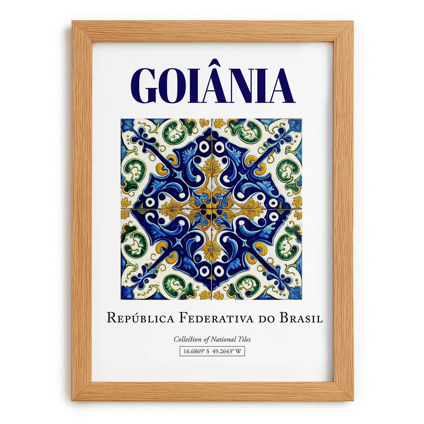 Goiânia, Brasil – Travel Wall Art, set in oak frame