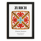 Zurich, Switzerland – Vintage Travel Poster, in sleek black frame