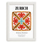 Zurich, Switzerland – Vintage Travel Poster, placed in minimal white frame