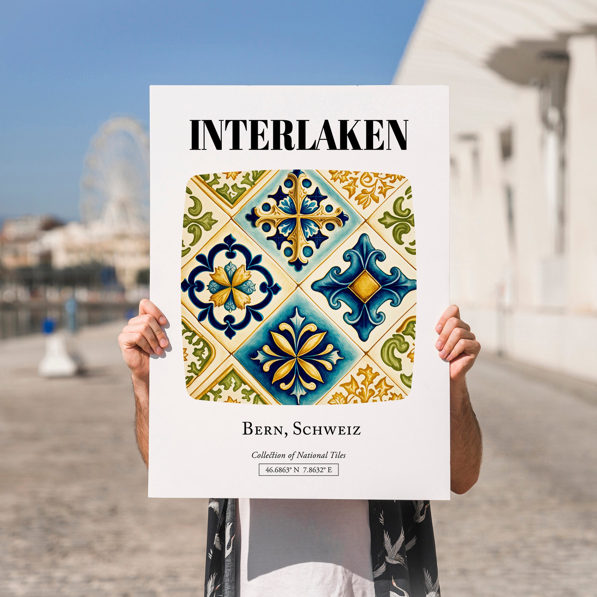 Interlaken, Switzerland – Travel Destination Art, no-text version framed in wood