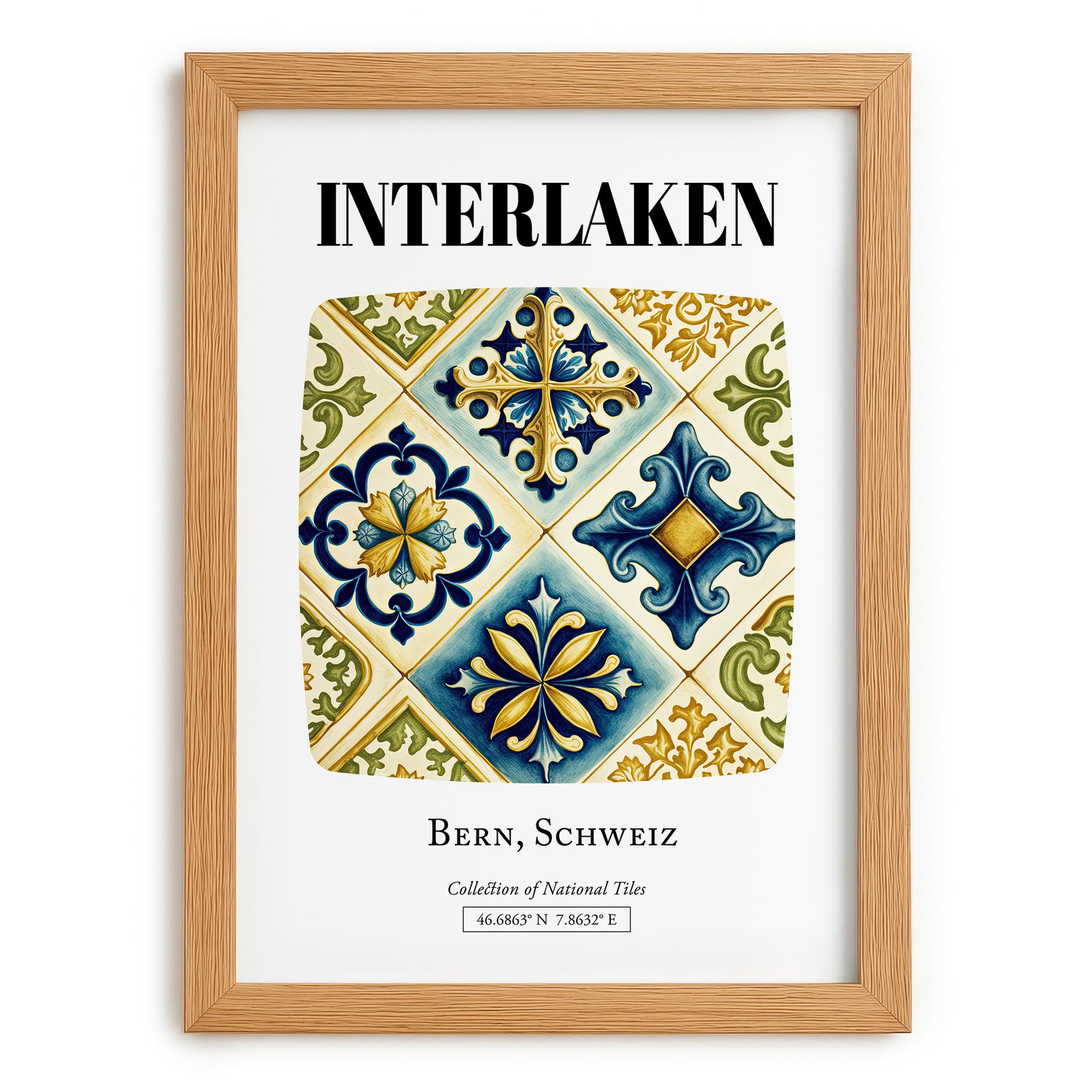 Interlaken, Switzerland – Travel Destination Art, set in oak frame