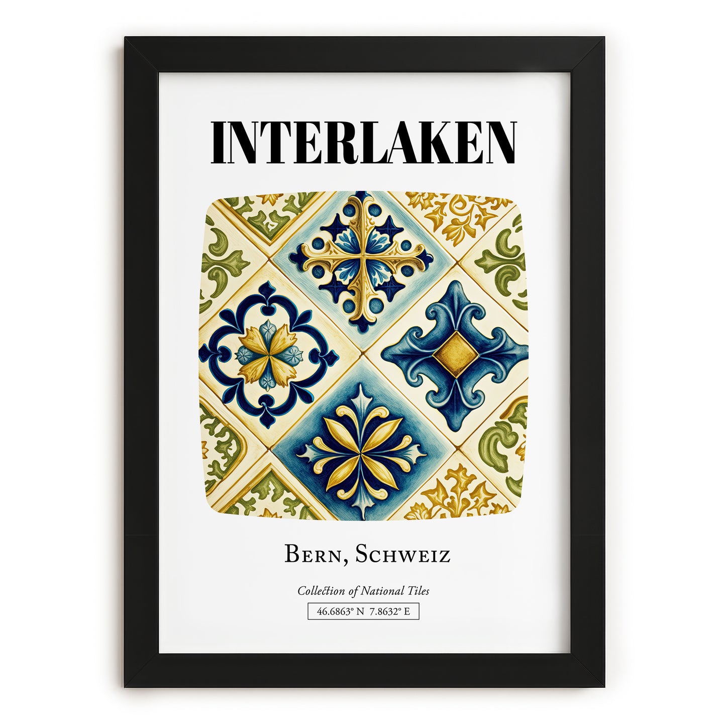 Interlaken, Switzerland – Travel Destination Art, in sleek black frame