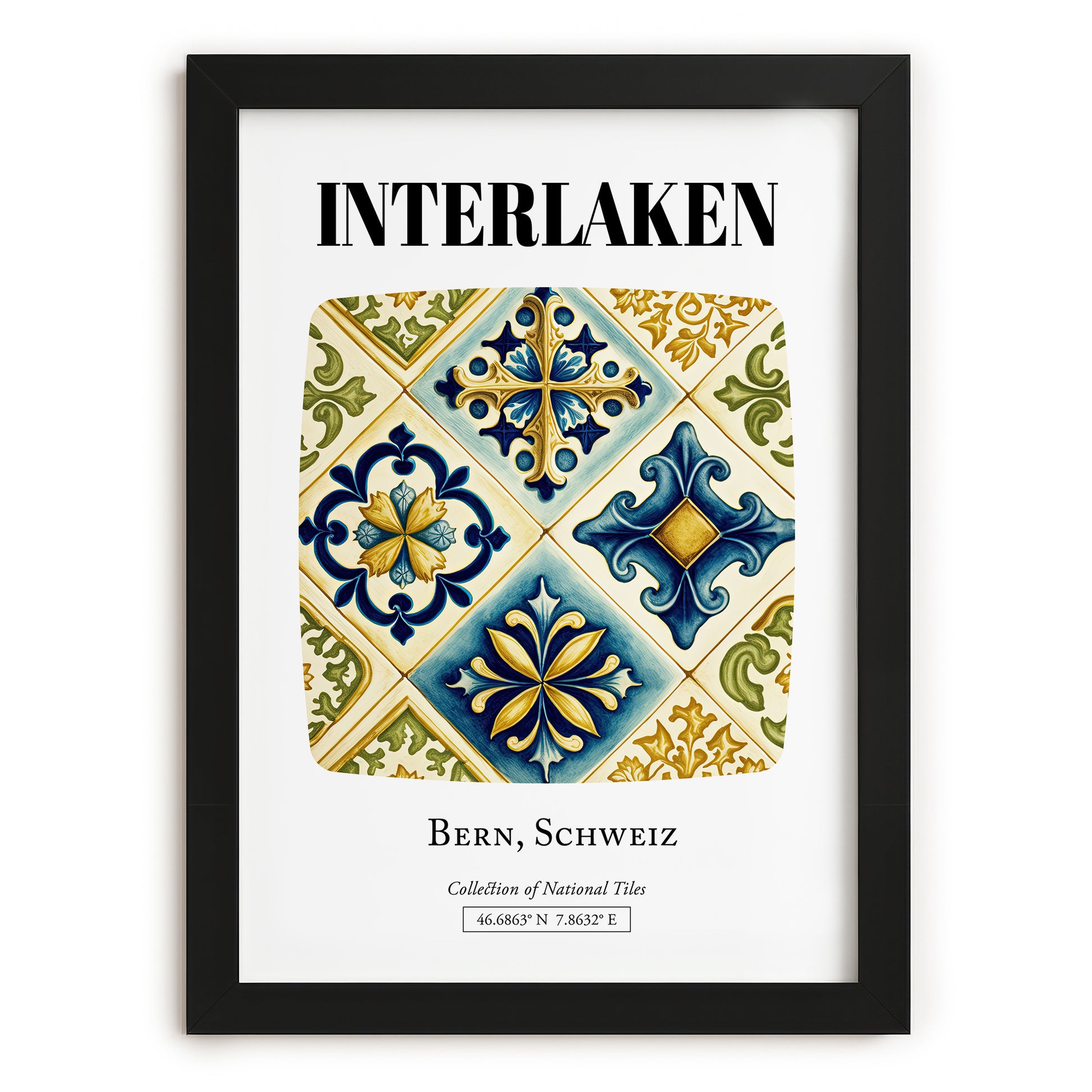 Interlaken, Switzerland – Travel Destination Art, in sleek black frame