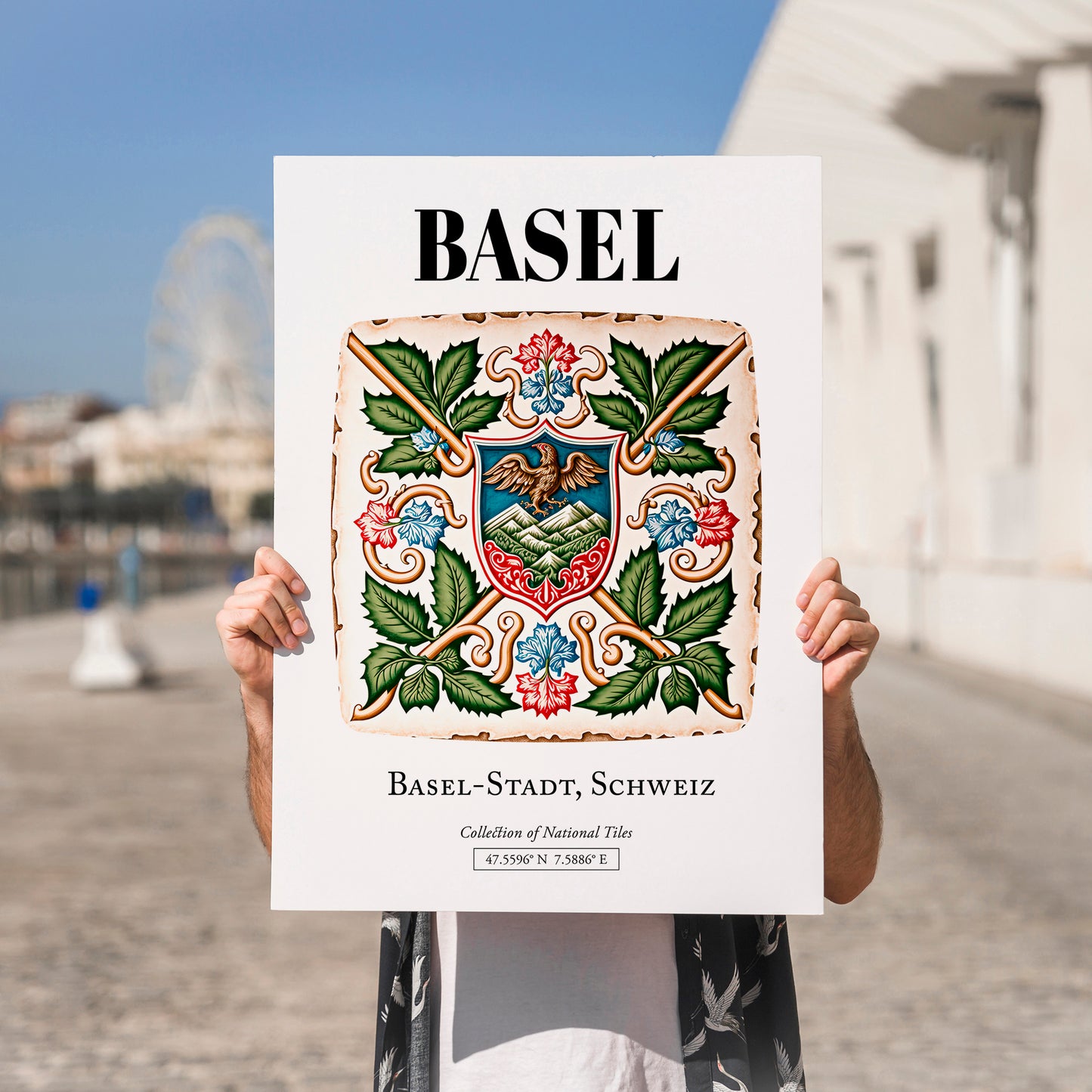 Basel, Switzerland – Global Wall Art, no-text version framed in wood