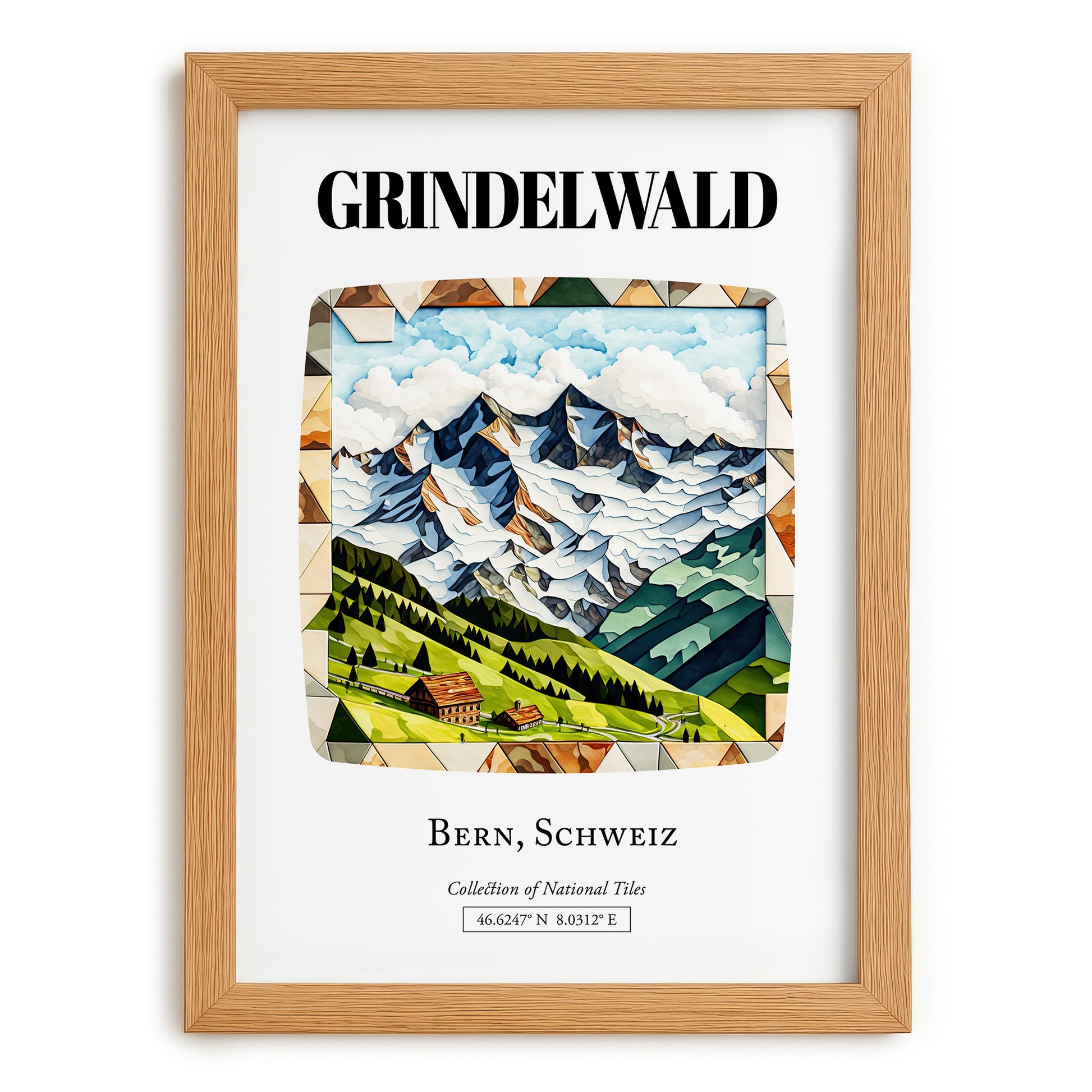 Grindelwald, Switzerland – Travel Wall Art, set in oak frame