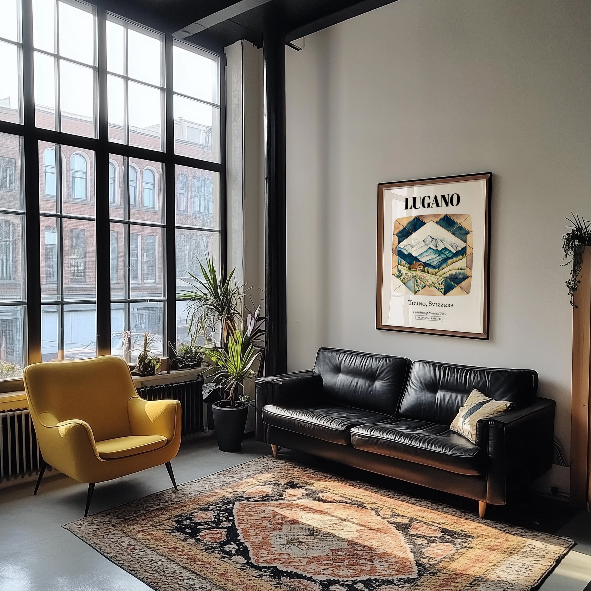 Lugano, Switzerland – Travel Wall Art, unframed on coastal sand
