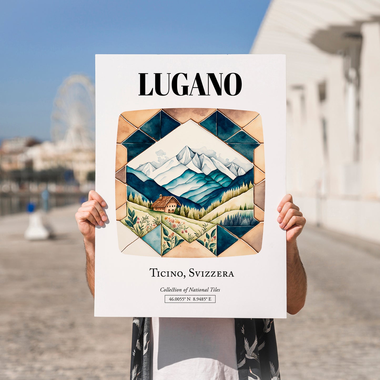 Lugano, Switzerland – Travel Wall Art, no-text version framed in wood