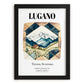 Lugano, Switzerland – Travel Wall Art, in sleek black frame
