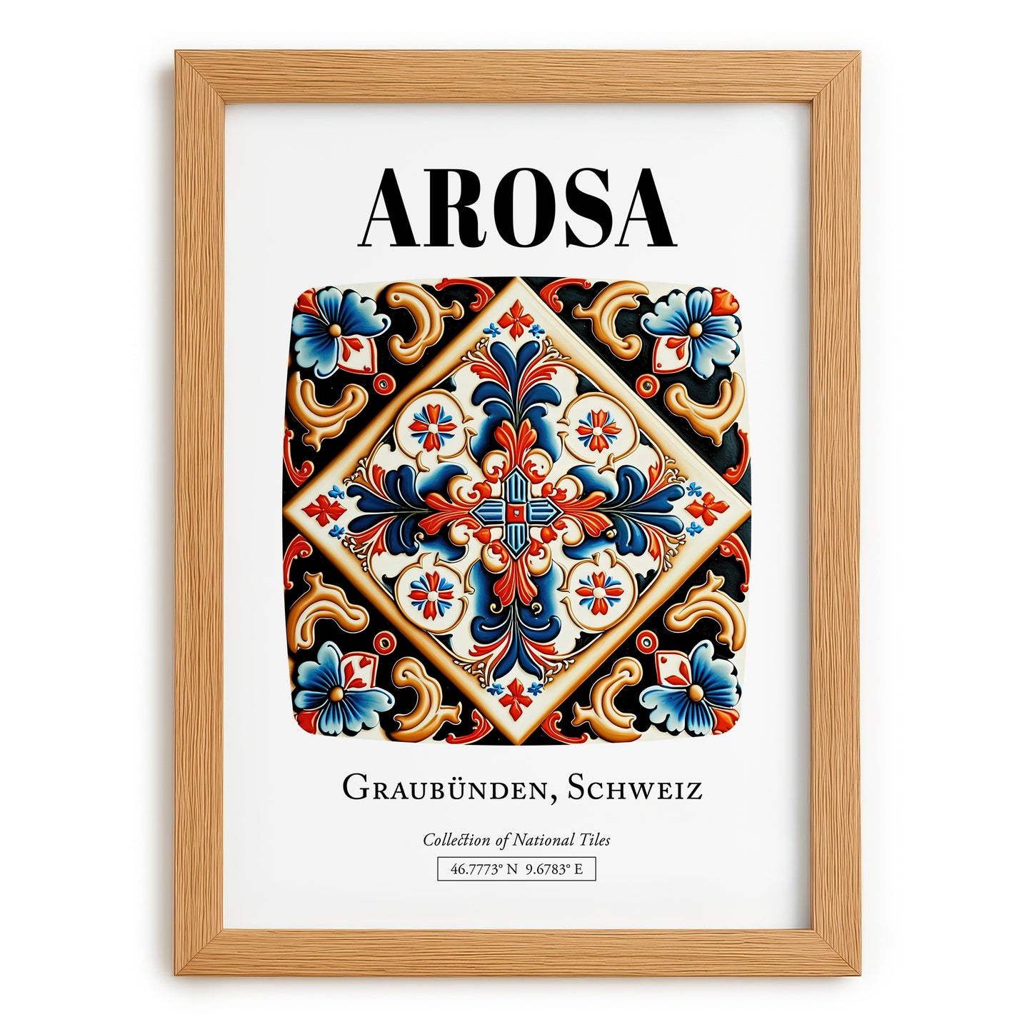 Arosa, Switzerland – Travel Poster, set in oak frame