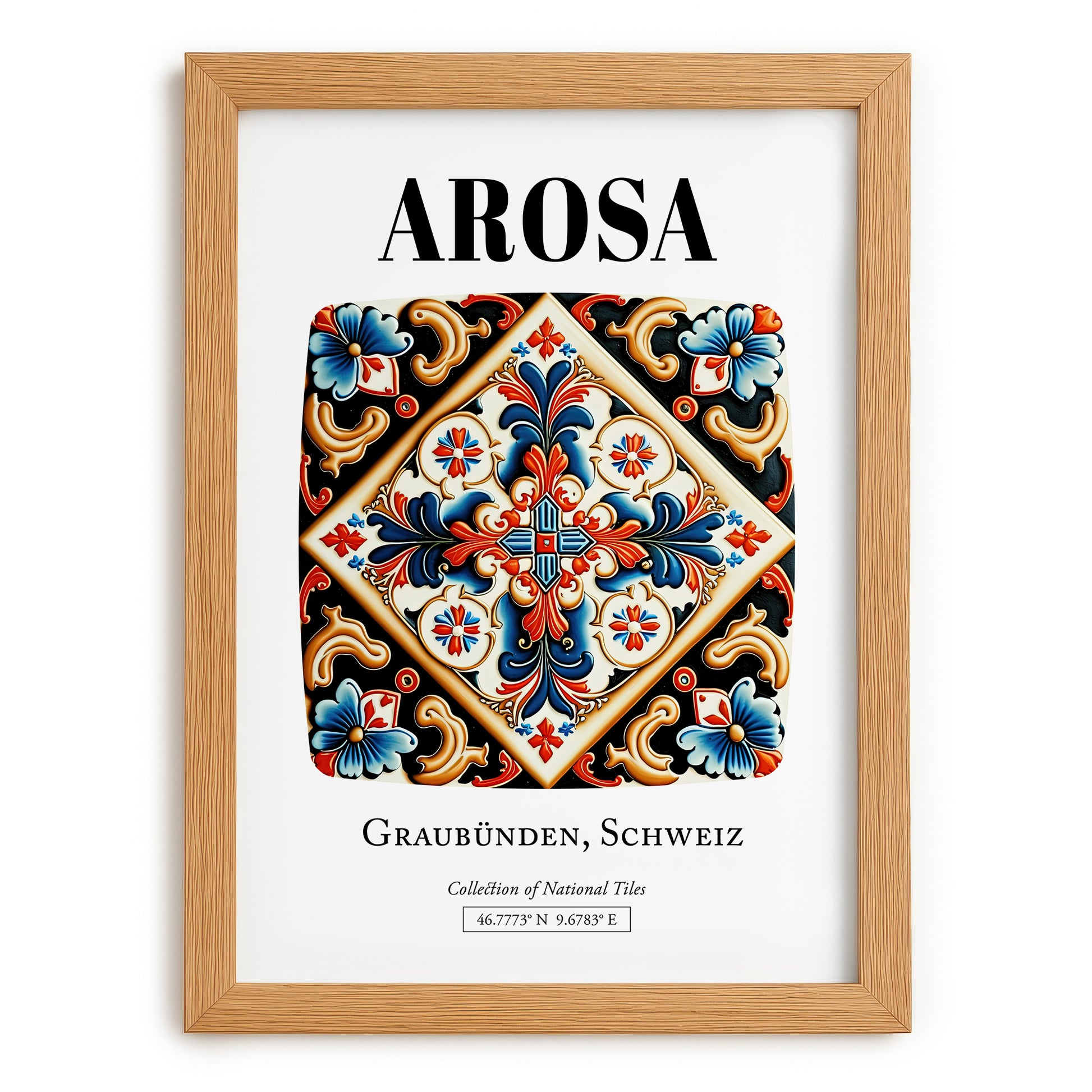 Arosa, Switzerland – Travel Poster, set in oak frame