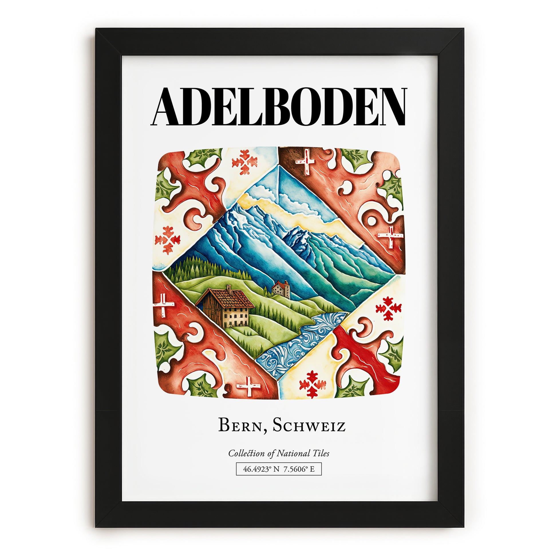 Adelboden, Switzerland – Travel Poster, in sleek black frame
